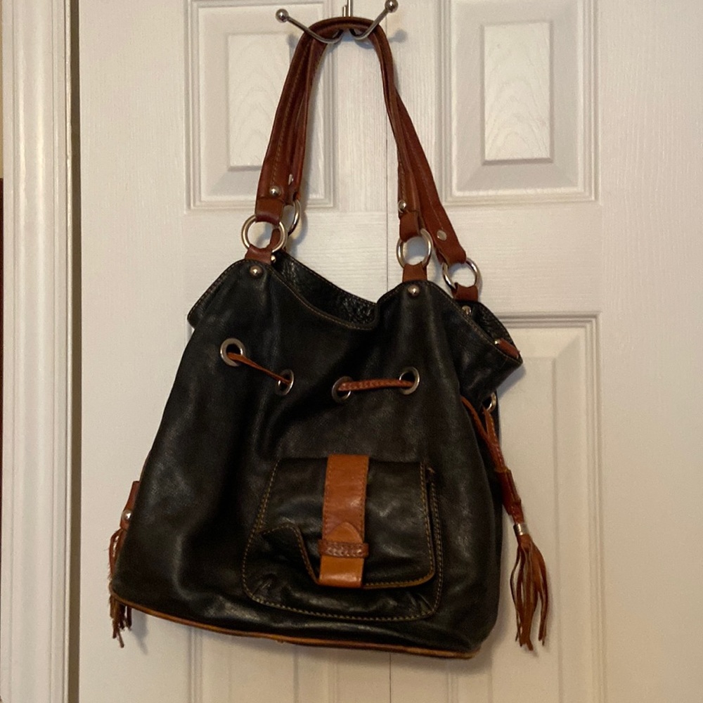 Black Italian leather bag
